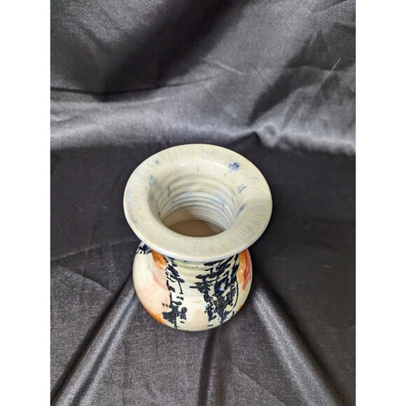 Mid Century Handmade Hand painted  Pottery Vase Abstract Color Splash - Picture 5 of 7